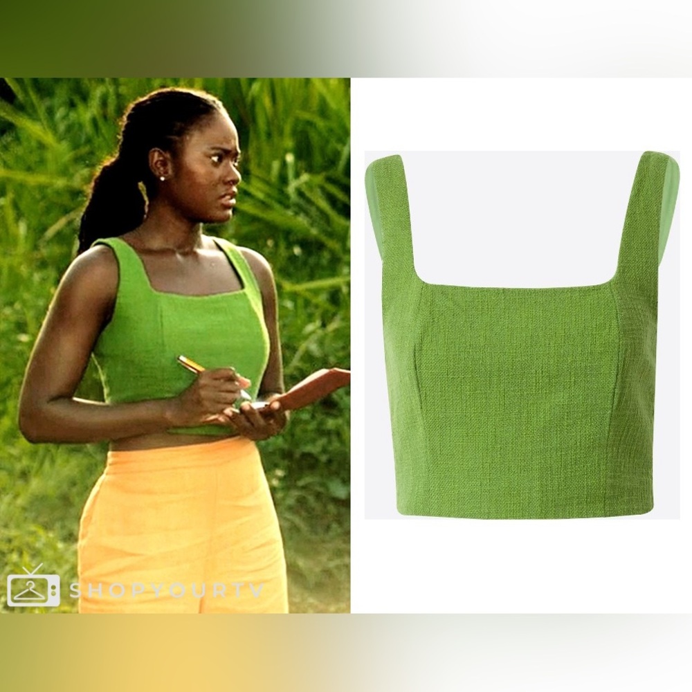 Abercrombie & Fitch NWT green tweed like fabric crop top square neck sleeveless